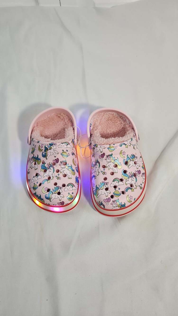 Unbranded Light-Up Unicorn Faux Fur Lined Clogs Size 26